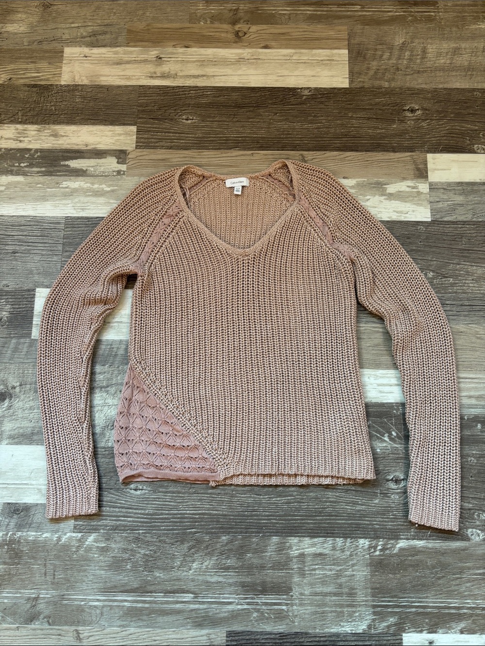 Calvin Klein Dusty Pink V-Neck Knit Sweater